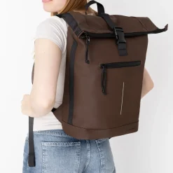 Mart New York Mocca 21L Rucksack Rolltop Wasserabweisend Laptop 15.6"