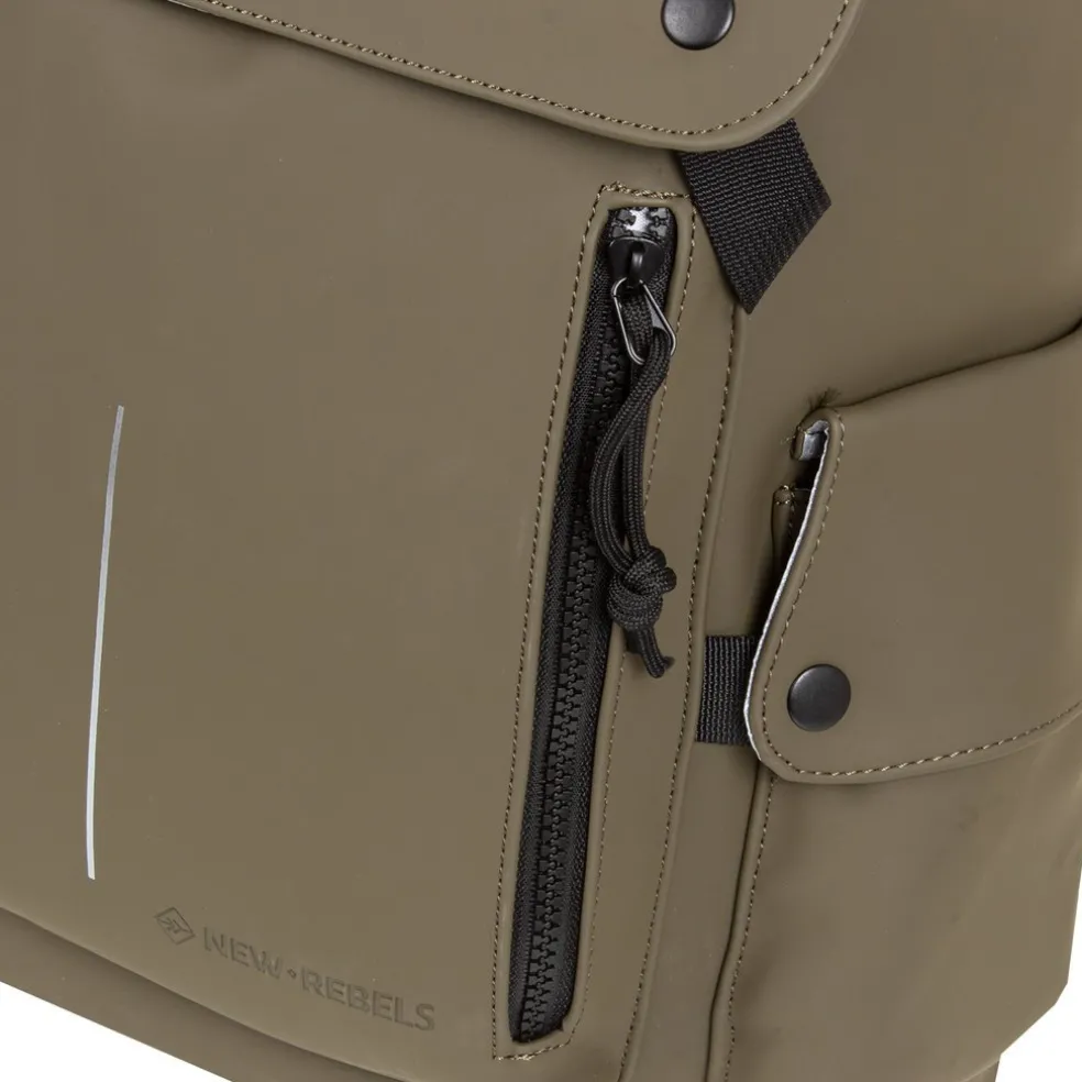 New Rebels ® Mart - Pu - Laptop - Rucksack - Wasserfest - OlIVgrün