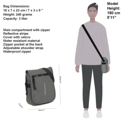 New Rebels ® Mart - Small - Mit Überschlag - Umhängetasche Bag - Crossbody Bag - Anthrazit