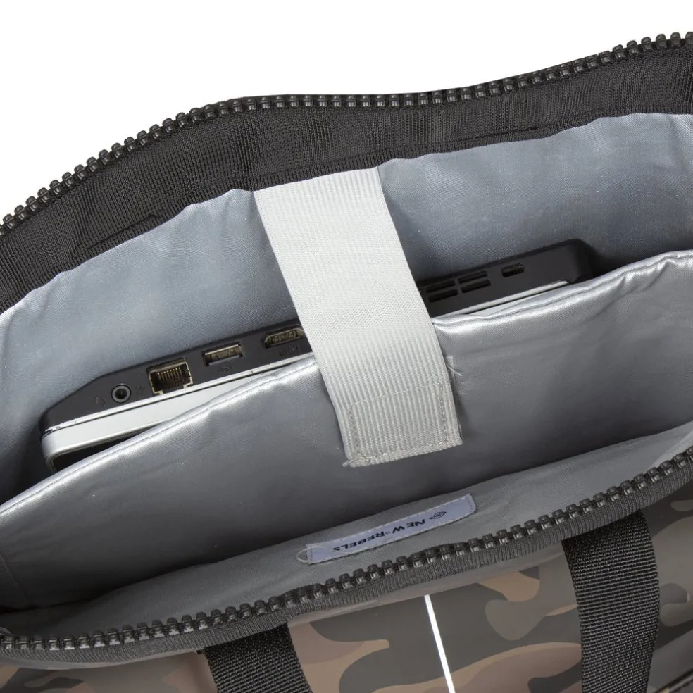 New Rebels ® Mart - Top Zip - Wasserfest - Rucksack - Laptop Bag 14Inch. - Shopper - Braun Camouflage