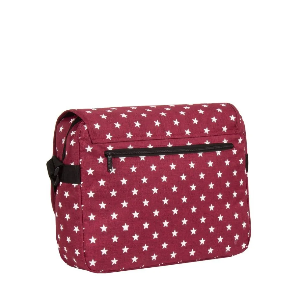 New Rebels ® Star26 - Medium A4 Umhängetasche Mit Überschlag - Mit Stars - Burgundy