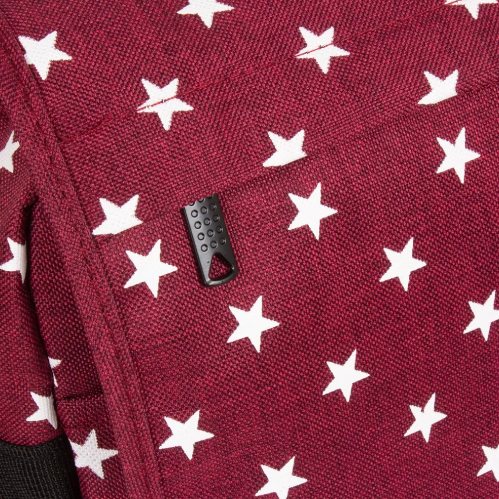 New Rebels ® Star26 - Medium A4 Umhängetasche Mit Überschlag - Mit Stars - Burgundy