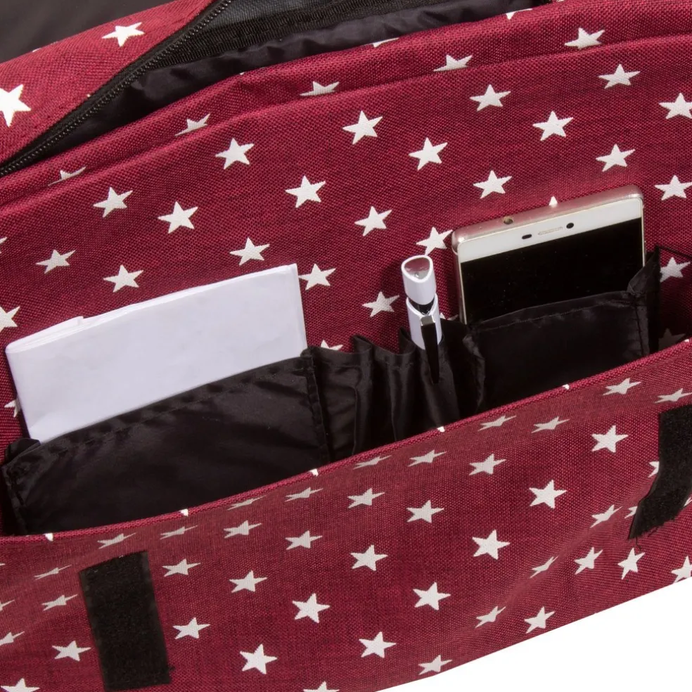 New Rebels ® Star26 - Medium A4 Umhängetasche Mit Überschlag - Mit Stars - Burgundy