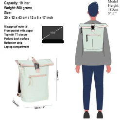 New Rebels ® Tim - Rolltop - Rucksack - Wasserfest - Mint/Soft Rosa