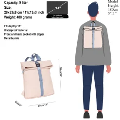 New Rebels ® Tim Rolltop Rucksack Small Soft Rosa/Lila