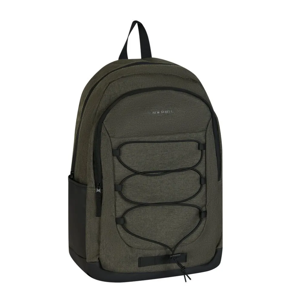 New Rebels Barto Waltham Dunkelgrün 25L Rucksack Wasserabweisend Laptop 15.6" Pullzippers