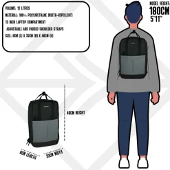 New Rebels Bowie Cape Coral Schwarz 14L Rucksack Reflektion Wasserabweisend Laptop 13