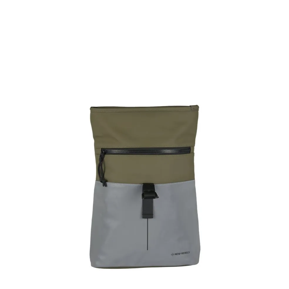 New Rebels Bowie Los Angeles Olivgrün 9L Rucksack Rolltop Reflektion Wasserabweisend