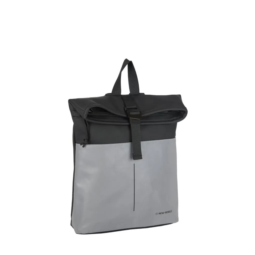 New Rebels Bowie Los Angeles Schwarz 9L Rucksack Rolltop Reflektion Wasserabweisend