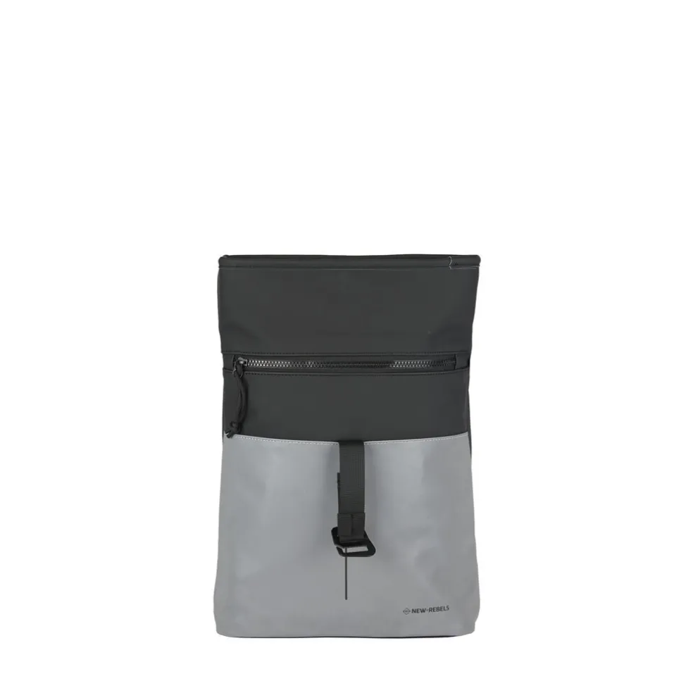 New Rebels Bowie Los Angeles Schwarz 9L Rucksack Rolltop Reflektion Wasserabweisend