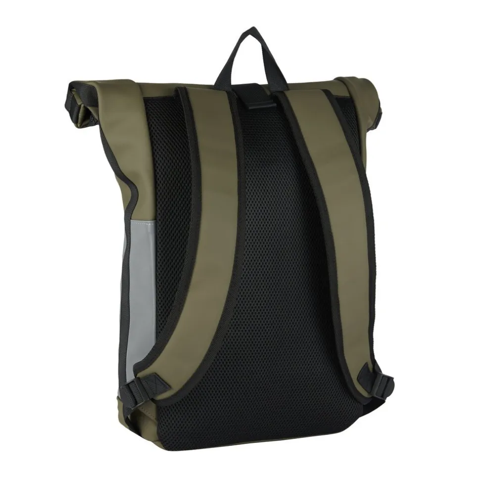 New Rebels Bowie New York Olivgrün 21L Rucksack Rolltop Reflektion Wasserabweisend Laptop 15.6"