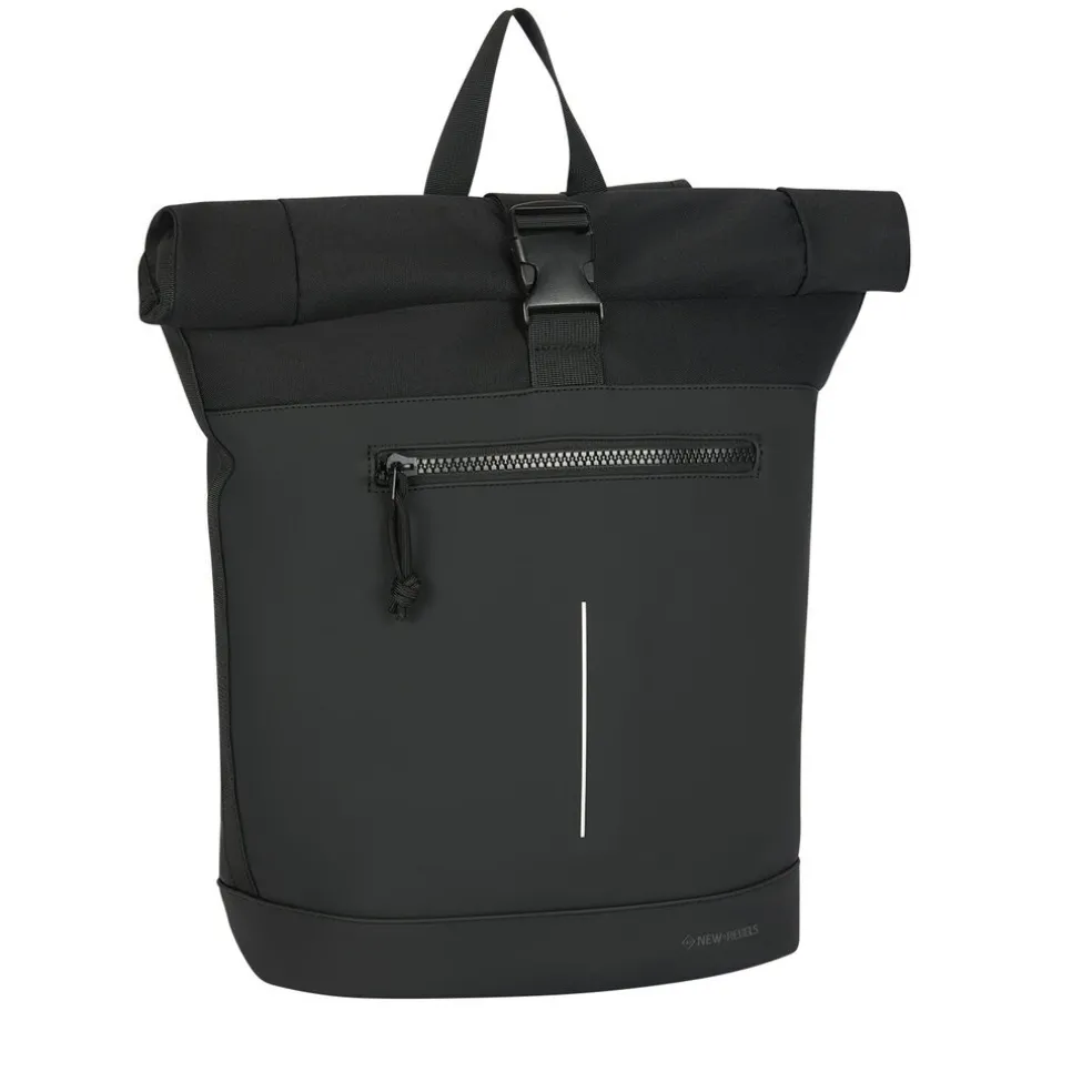 New Rebels Bruce New York Schwarz 21L Rolltop Rucksack Wasserabweisend Laptop 15.6"
