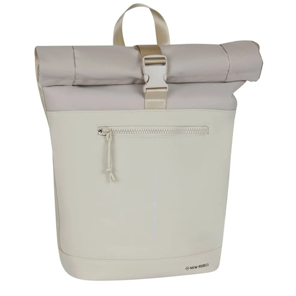 New Rebels Bruce New York Beige 21L Rolltop Rucksack Wasserabweisend Laptop 15.6"