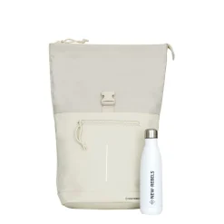 New Rebels Bruce New York Beige 21L Rolltop Rucksack Wasserabweisend Laptop 15.6
