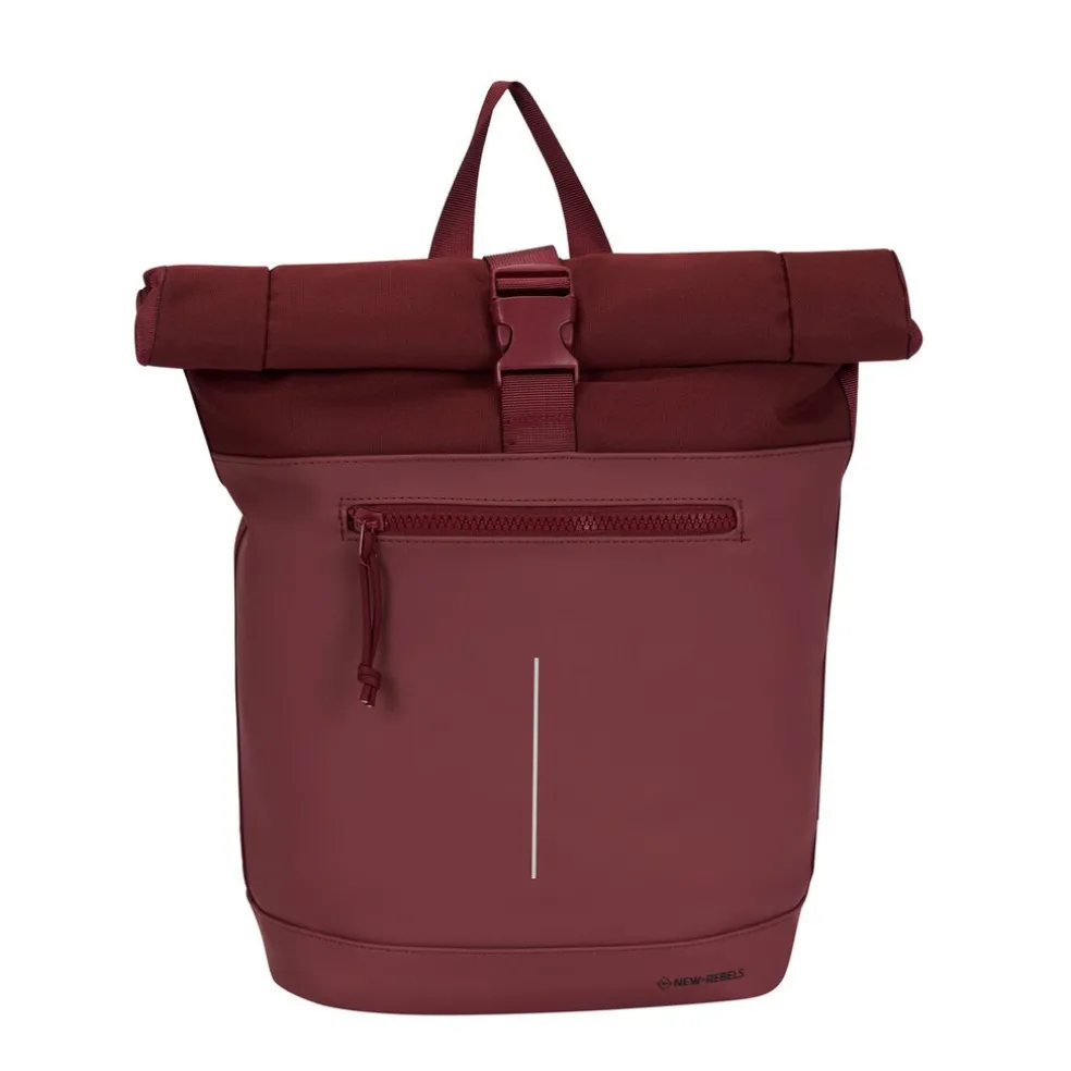 New Rebels Bruce New York Burgundy 21L Rolltop Rucksack Wasserabweisend Laptop 15.6"