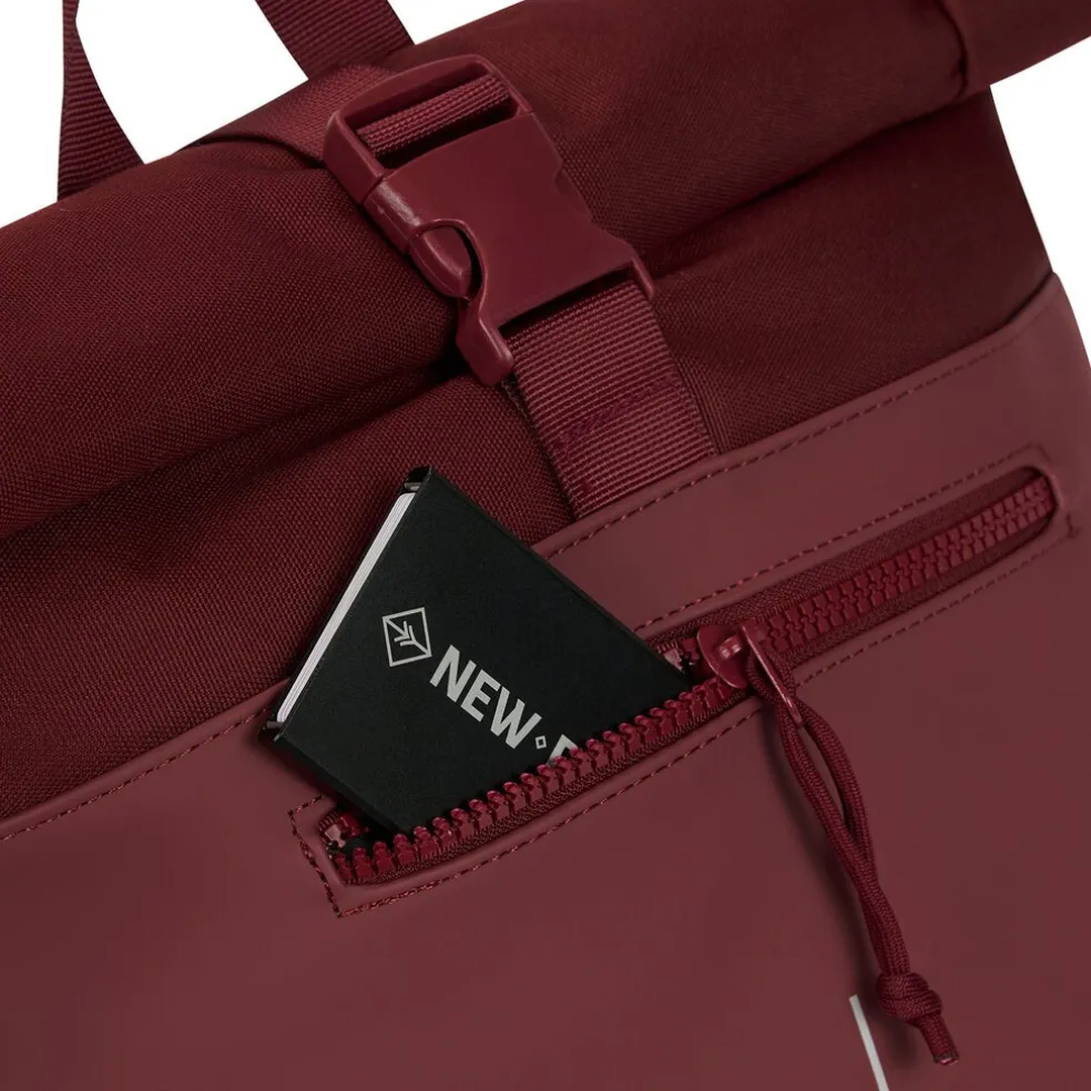New Rebels Bruce New York Burgundy 21L Rolltop Rucksack Wasserabweisend Laptop 15.6"