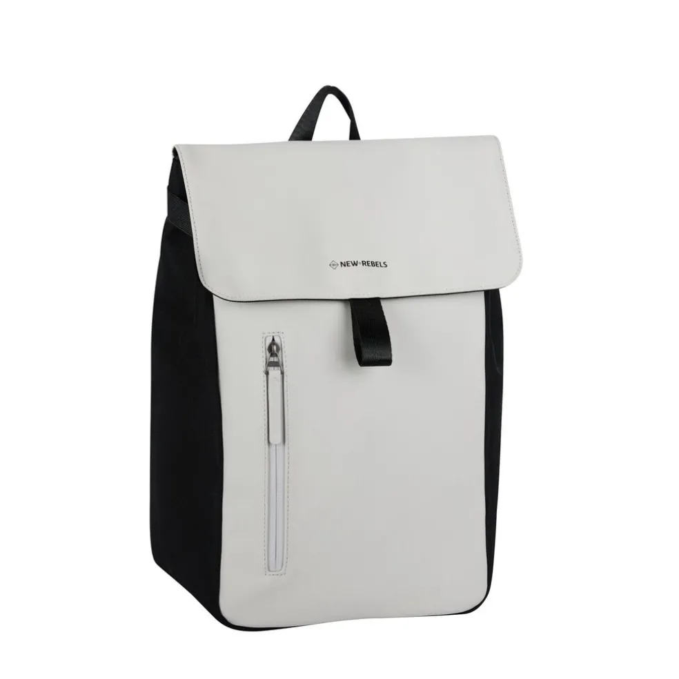 New Rebels Ceres Dothan Schwarz Hellgrau 15L Rucksack mit Klappe Wasserabweisend Laptop 15.6"