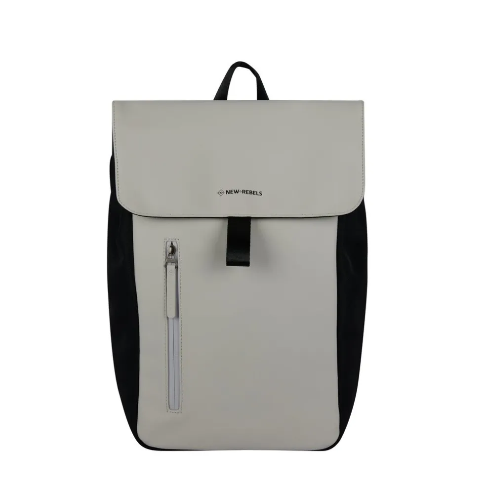 New Rebels Ceres Dothan Schwarz Hellgrau 15L Rucksack mit Klappe Wasserabweisend Laptop 15.6"