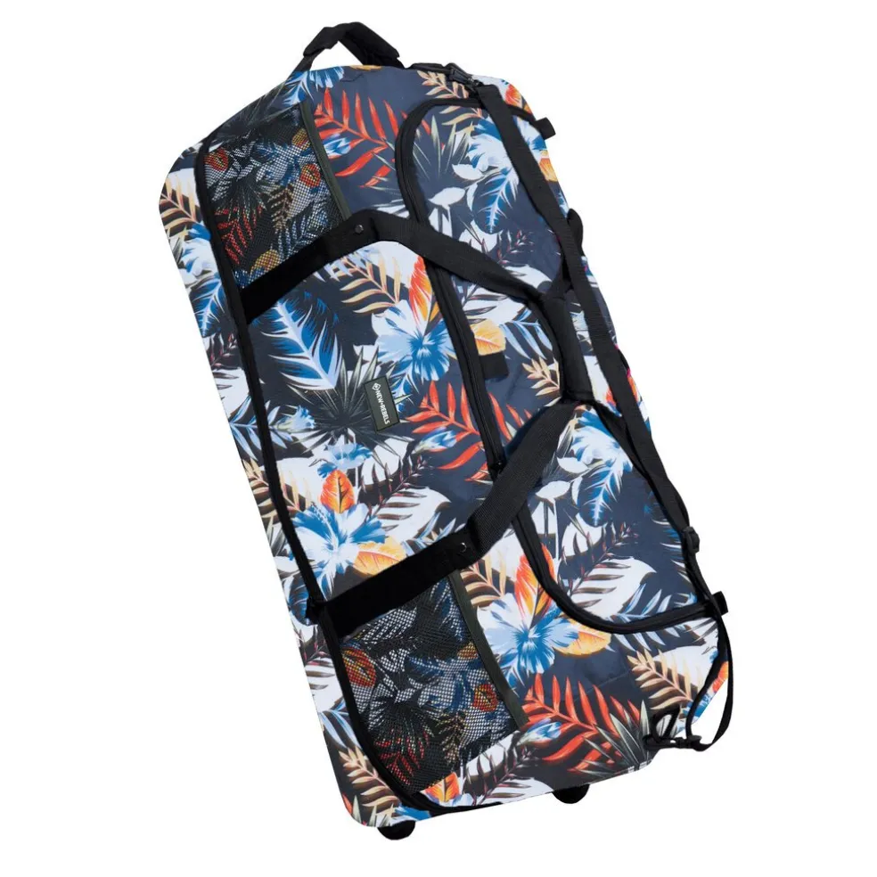 New Rebels Cranford Newark Flower Roll-Up Reisetasche mit 2 Rollen - 110L erweiterbare Tasche mit Griffen und Reißverschluss - leicht