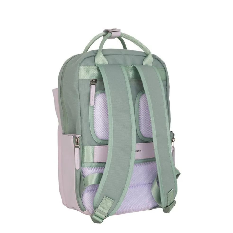 New Rebels Ferron Miami Rucksack 9L Wasserabweisender Laptop Rucksack 13 Zoll für Arbeit und Schule aus PU Nylon Bequem Lila