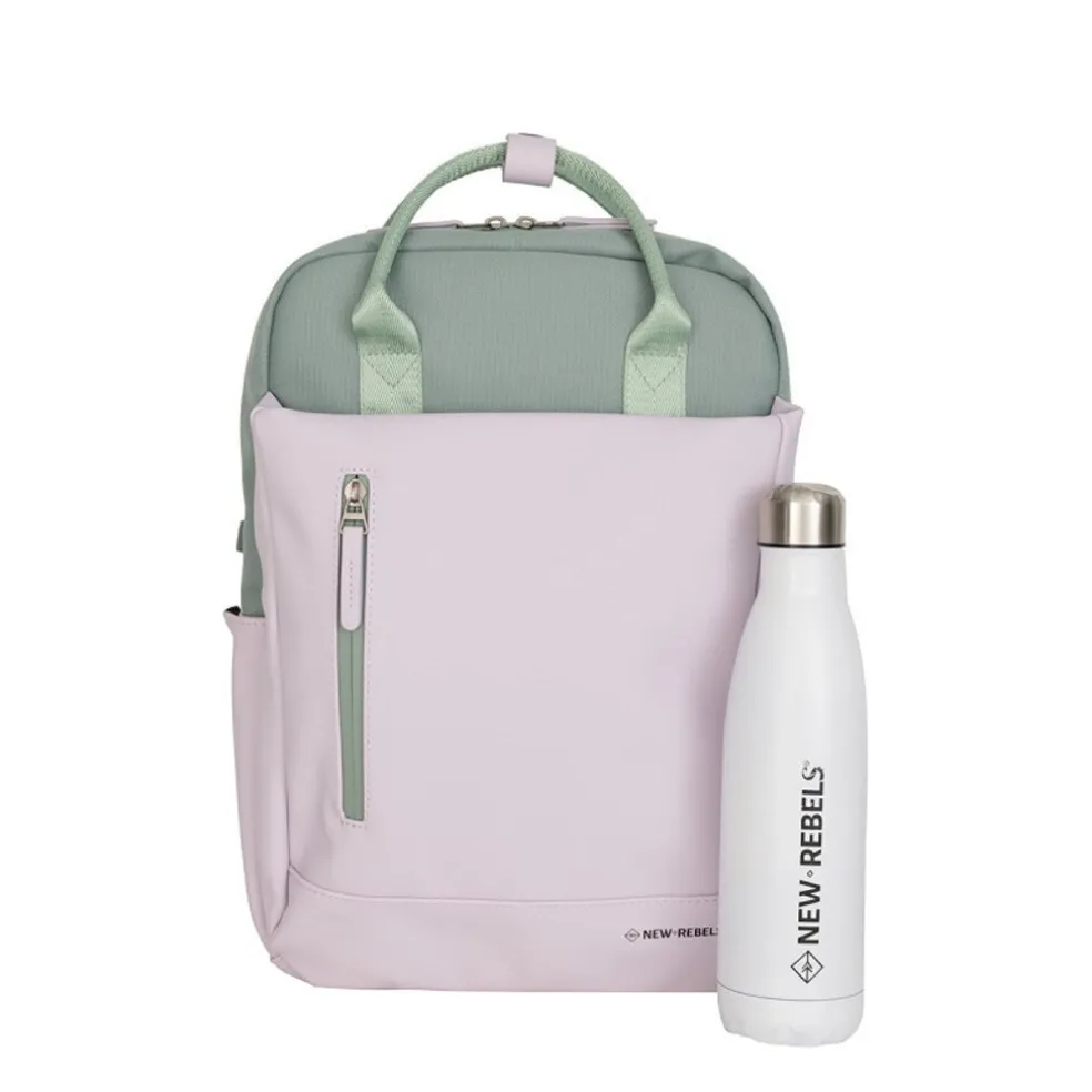 New Rebels Ferron Miami Rucksack 9L Wasserabweisender Laptop Rucksack 13 Zoll für Arbeit und Schule aus PU Nylon Bequem Lila