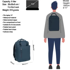New Rebels Harper Miami Marineblau 10L Rucksack Wasserabweisend Laptop 13