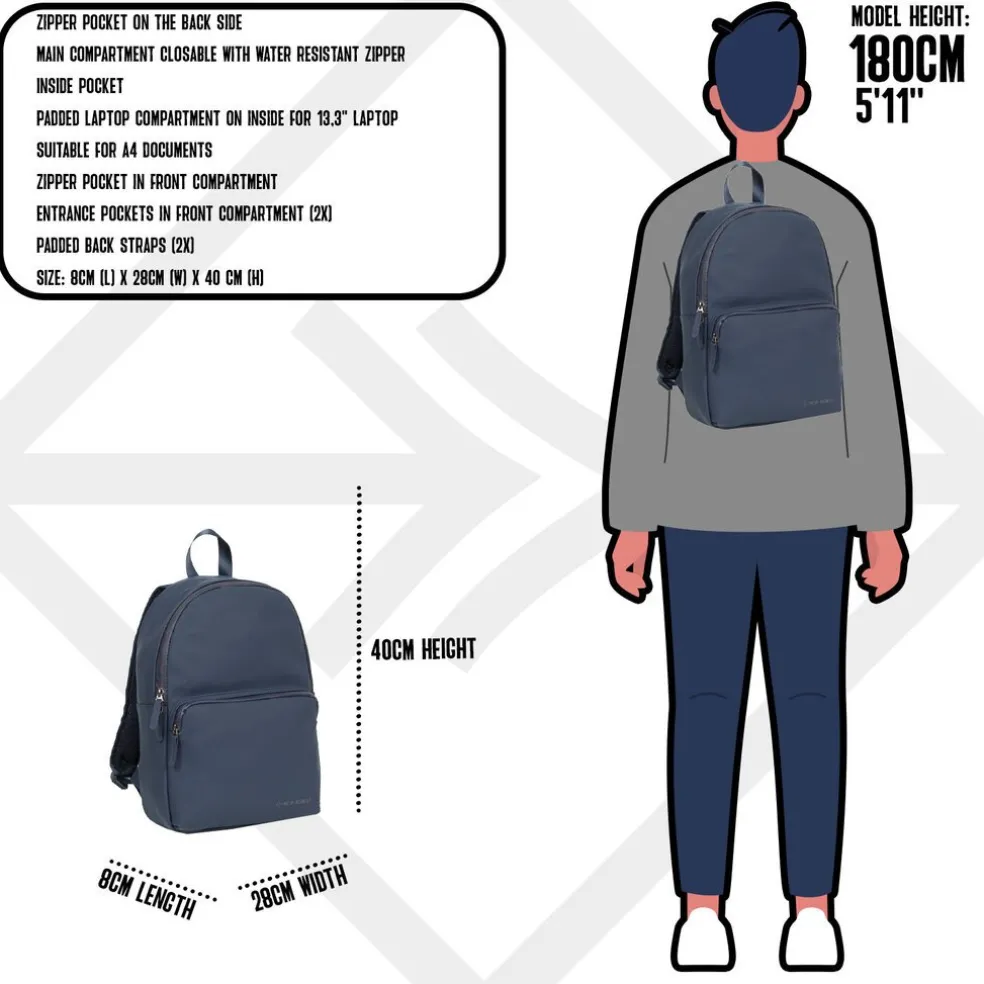 New Rebels Harper Providence Marineblau 12L Rucksack Wasserabweisend Laptop 11.6"
