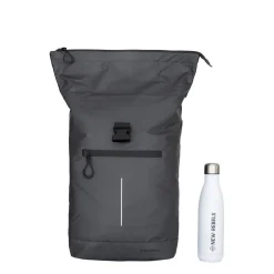 New Rebels Hugo New York 17L Wasserdichter Rolltop-Rucksack Schwarz