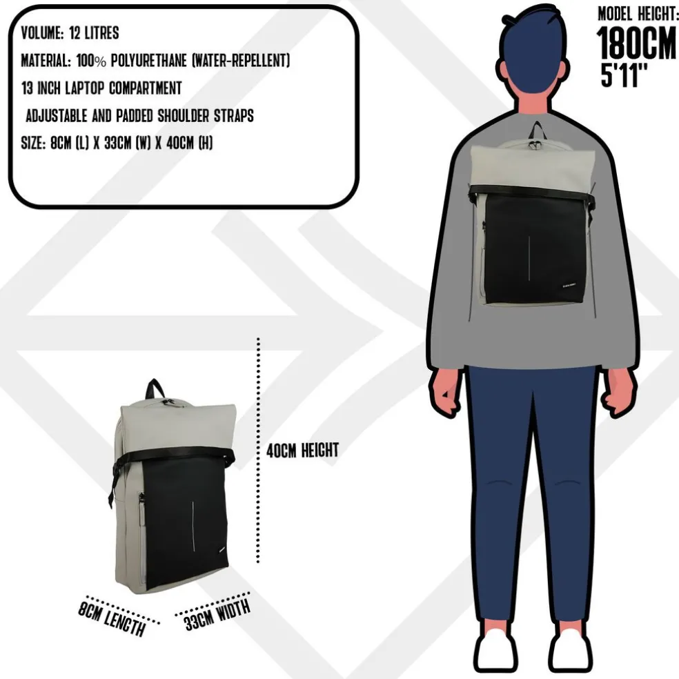 New Rebels Julan Eugene Rucksack 12L Hell grau Wasserabweisend