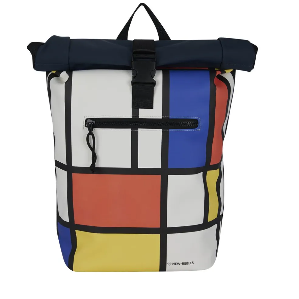 New Rebels Mart Art New York Mondrian 21L Rucksack Rolltop Wasserabweisend Laptop 15.6"
