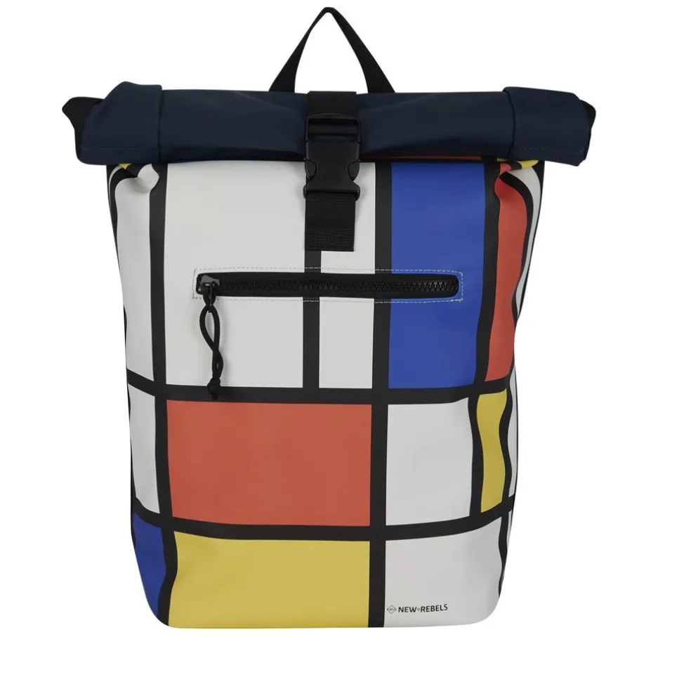 New Rebels Mart Art New York Mondrian 21L Rucksack Rolltop Wasserabweisend Laptop 15.6"
