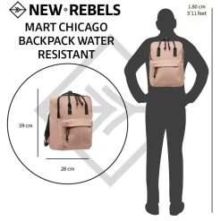 New Rebels Mart Chicago Altrosa 17L Rucksack Wasserabweisend Laptop 13
