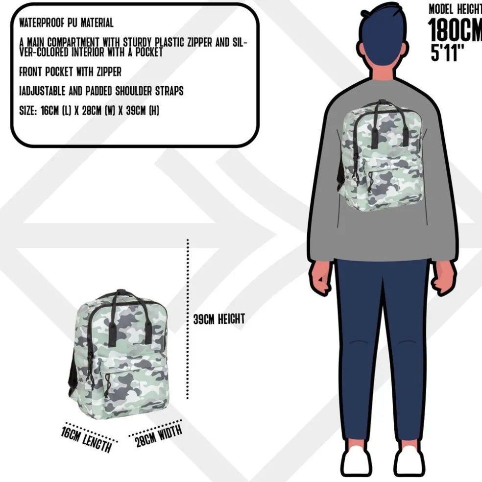 New Rebels Mart Chicago Camouflage Mint 17L Rucksack Wasserabweisend Laptop 13"