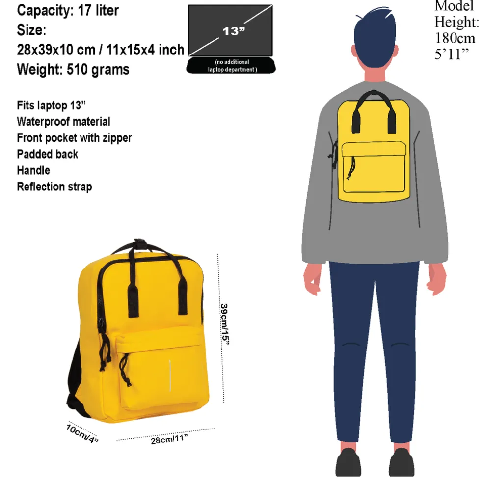 New Rebels Mart Chicago Gelb 17L Rucksack Wasserabweisend Laptop 13"
