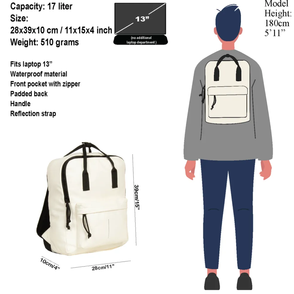 New Rebels Mart Chicago Off Weiß 17L Rucksack Wasserabweisend Laptop 13"