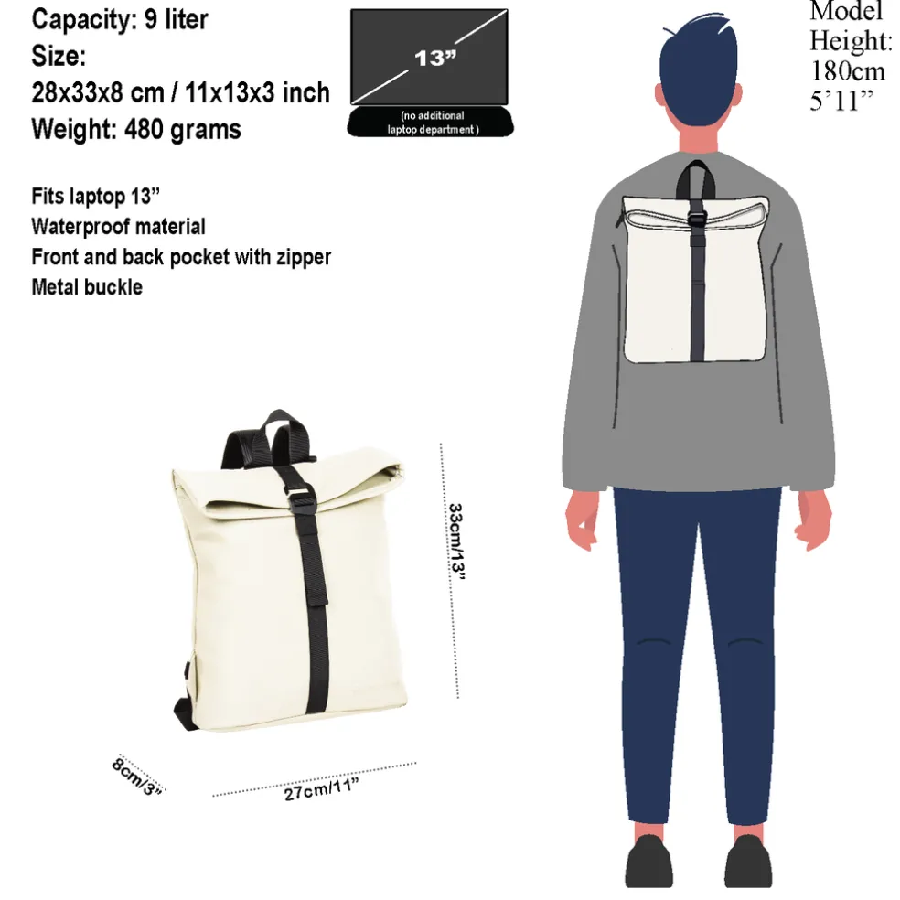 New Rebels Mart Los Angeles Off Weiß 7L Rolltop Rucksack Wasserabweisend