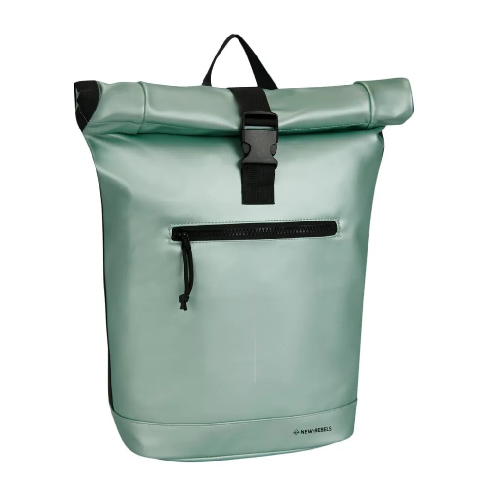 New Rebels Mart New York Metallic Hellgrün 21L Rucksack Rolltop Wasserabweisend Laptop 15.6"