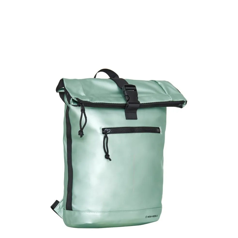 New Rebels Mart New York Metallic Hellgrün 21L Rucksack Rolltop Wasserabweisend Laptop 15.6"