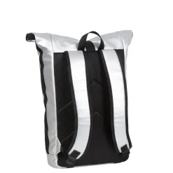 New Rebels Mart New York Metallic Silber 21L Rucksack Rolltop Wasserabweisend Laptop 15.6