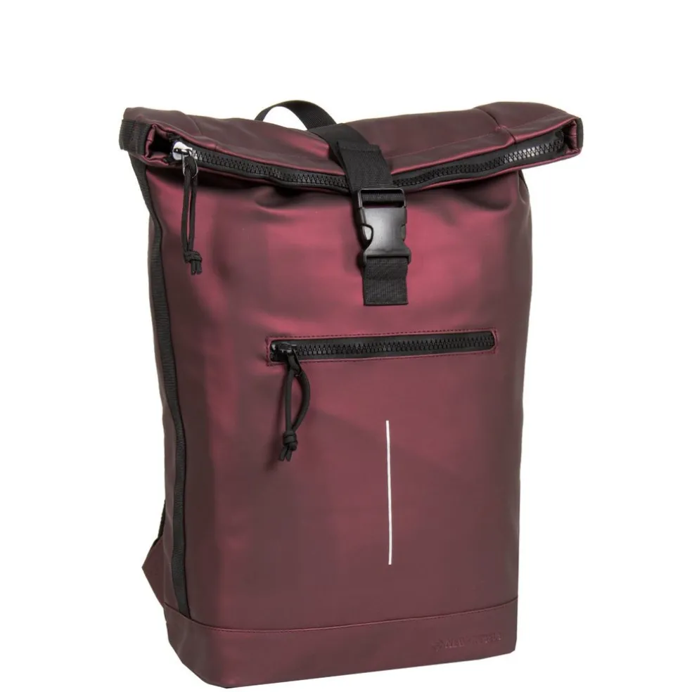 New Rebels Mart New York Metallic Burgundy 21L Rucksack Rolltop Wasserabweisend Laptop 15.6"