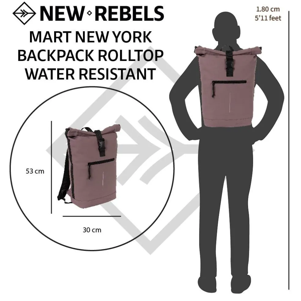 New Rebels Mart New York Altlila 21L Rucksack Rolltop Wasserabweisend Laptop 15.6"