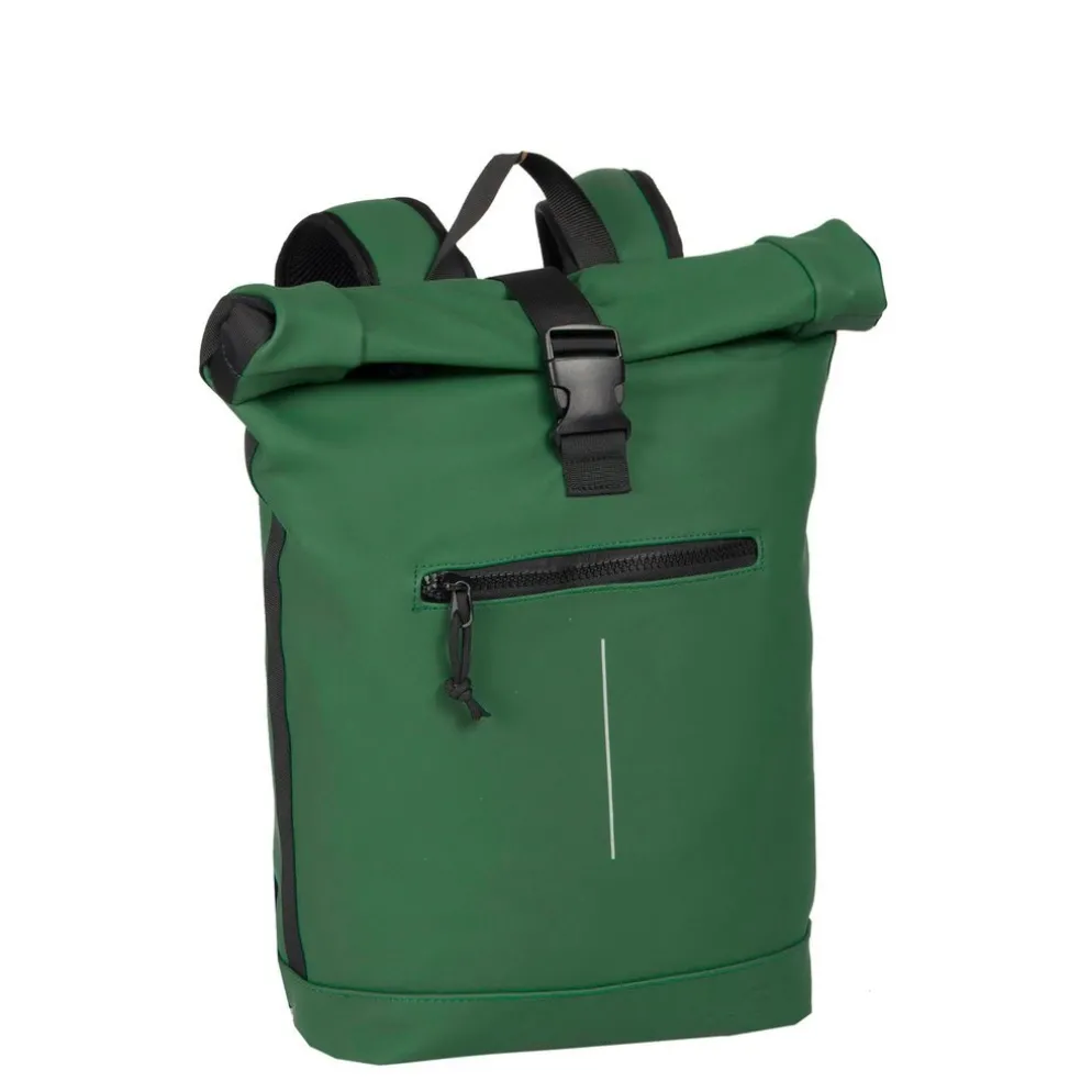 New Rebels Mart New York Dunkelgrün 21L Rucksack Rolltop Wasserabweisend Laptop 15.6"