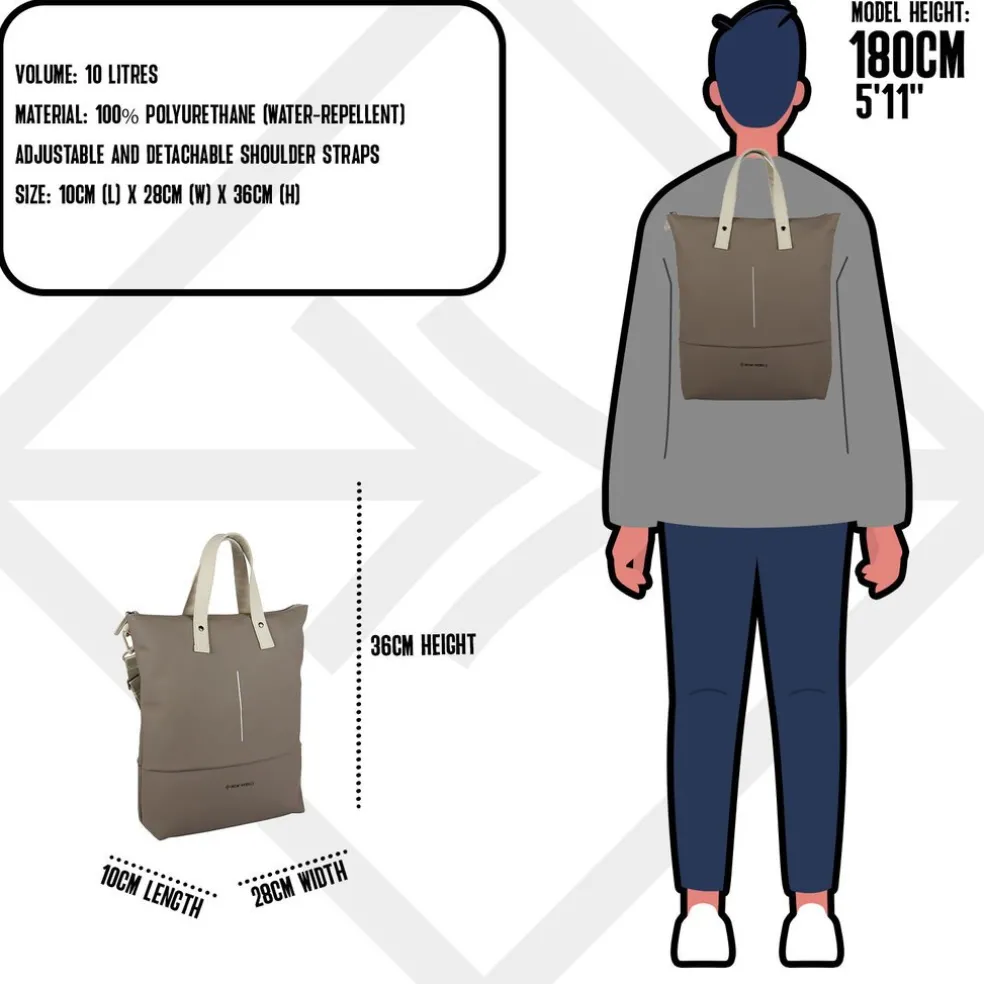 New Rebels Matteo Trenton Taupe 18L Rucksack Shopper Wasserabweisend