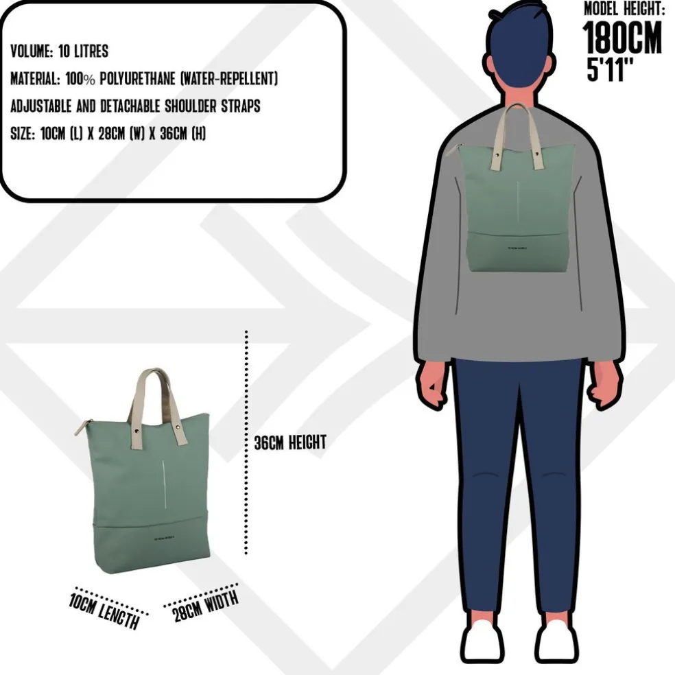 New Rebels Matteo Trenton Salie Grün 18L Rucksack Shopper Wasserabweisend