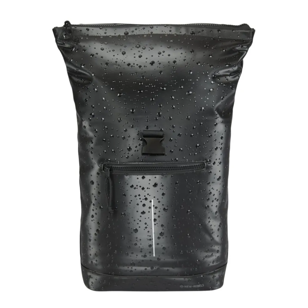 New Rebels New York Droplets Rolltop Rucksack Schwartz – Wasserabweisend – 21 Liter – Laptopfach