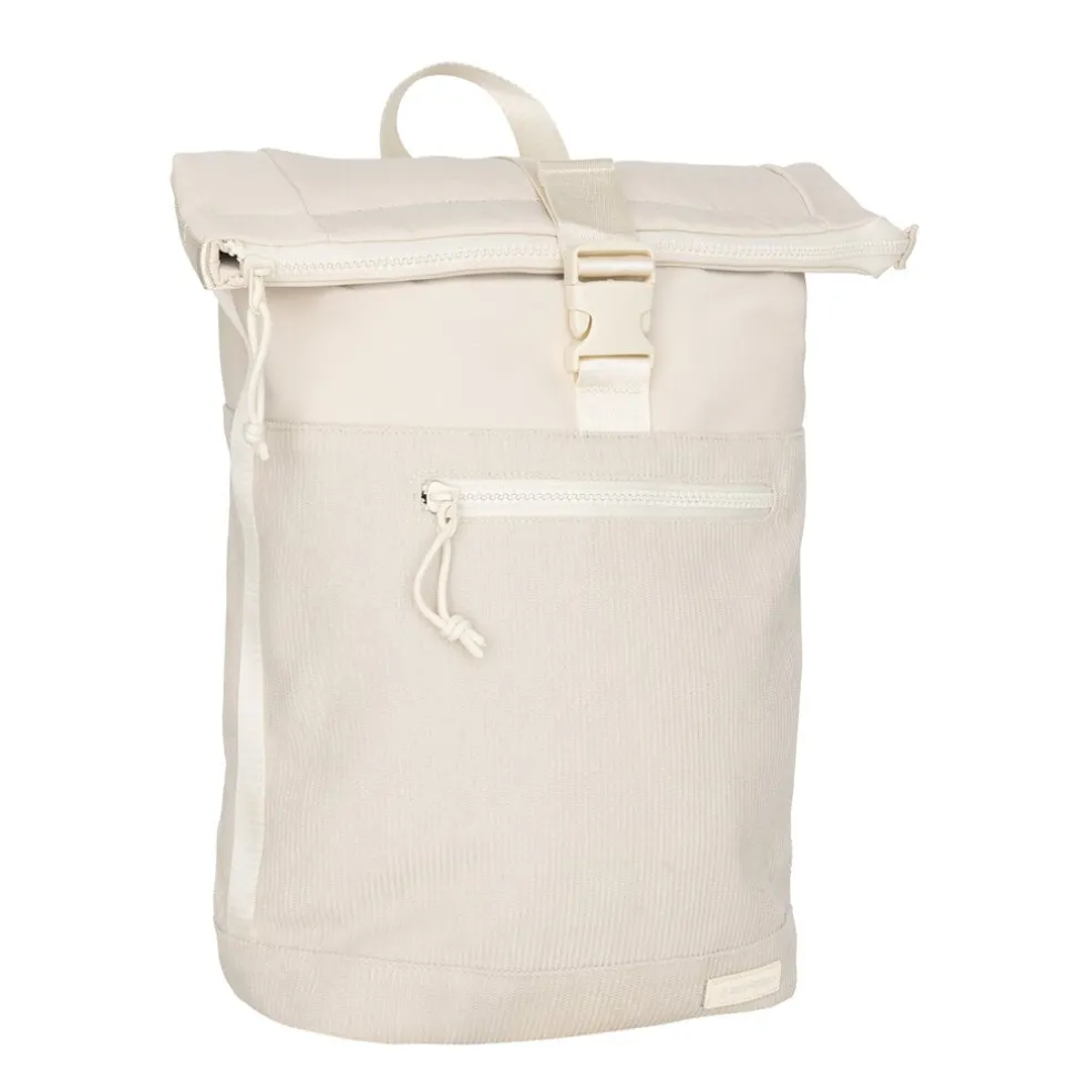 New Rebels New York Ribbi Rolltop Rucksack 17-21 l Schultasche & Arbeitstasche Rippstoff-Laptop-Rucksack 15,6 Zoll Beige