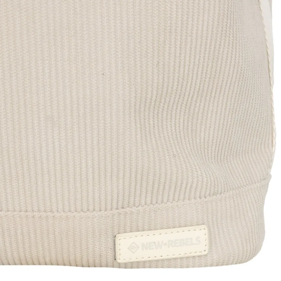 New Rebels New York Ribbi Rolltop Rucksack 17-21 l Schultasche & Arbeitstasche Rippstoff-Laptop-Rucksack 15,6 Zoll Beige
