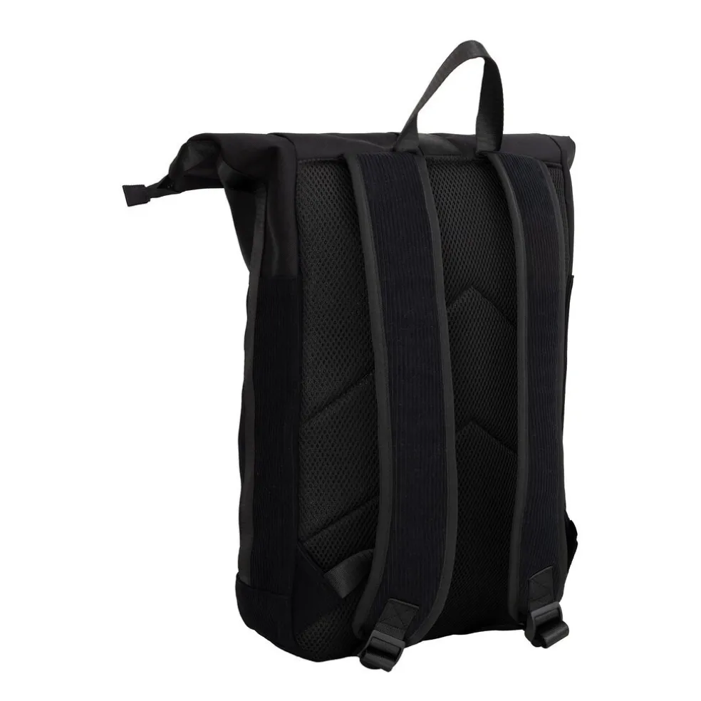 New Rebels New York Ribbi Rolltop Rucksack 17–21L Schulrucksack & Arbeitstasche Rippstoff Laptop Rucksack 15,6 Zoll Schwarz