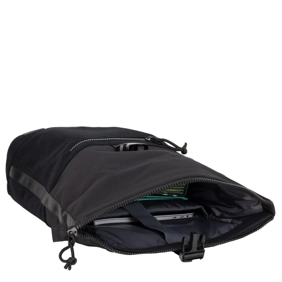 New Rebels New York Ribbi Rolltop Rucksack 17–21L Schulrucksack & Arbeitstasche Rippstoff Laptop Rucksack 15,6 Zoll Schwarz