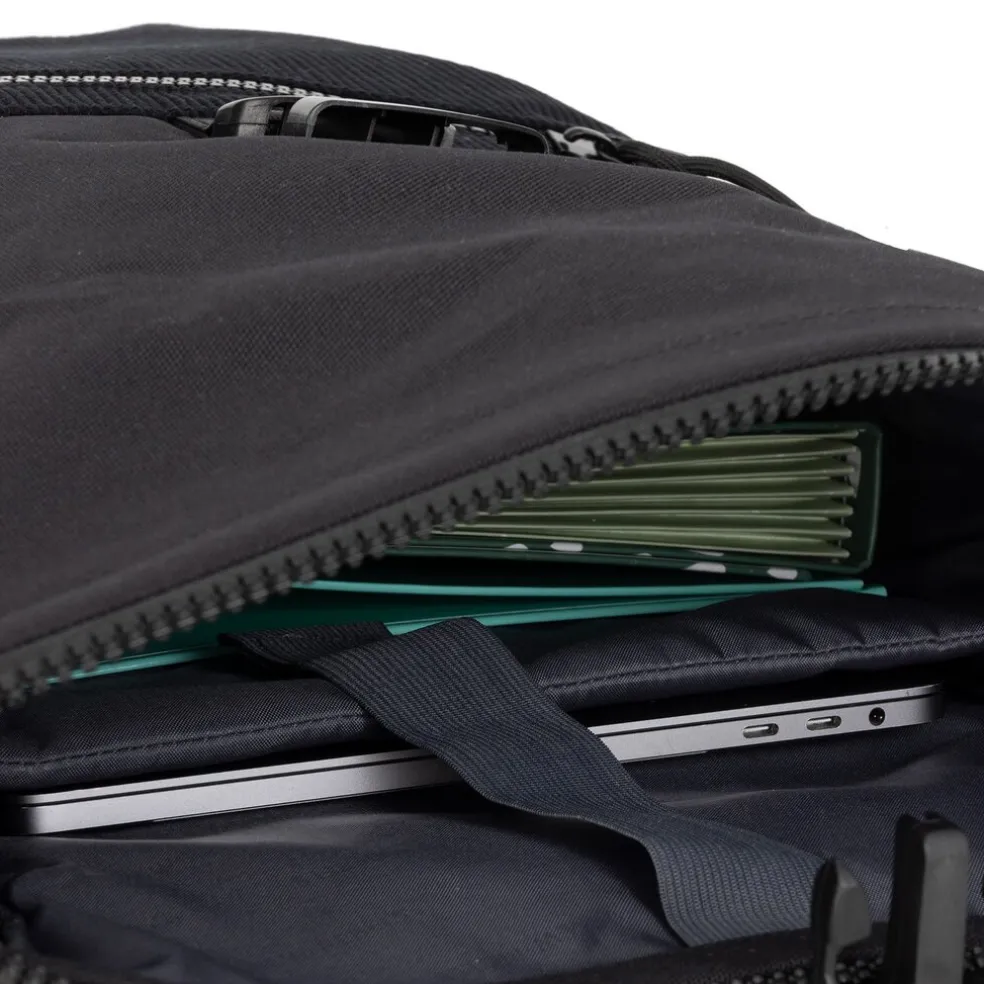 New Rebels New York Ribbi Rolltop Rucksack 17–21L Schulrucksack & Arbeitstasche Rippstoff Laptop Rucksack 15,6 Zoll Schwarz